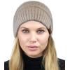 imageCC Unisex Chunky Soft Stretch Cable Knit Warm Fuzzy Lined Skully BeanieHeather Beige With Hair Tie