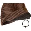 imageCC Unisex Chunky Soft Stretch Cable Knit Warm Fuzzy Lined Skully BeanieHeather Cacao With Hair Tie