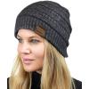 imageCC Unisex Chunky Soft Stretch Cable Knit Warm Fuzzy Lined Skully BeanieHeather Charcoal With Hair Tie