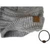 imageCC Unisex Chunky Soft Stretch Cable Knit Warm Fuzzy Lined Skully BeanieHeather Light Melange Gray With Hair Tie