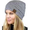 imageCC Unisex Chunky Soft Stretch Cable Knit Warm Fuzzy Lined Skully BeanieHeather Light Melange Gray With Hair Tie