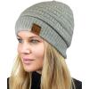 imageCC Unisex Chunky Soft Stretch Cable Knit Warm Fuzzy Lined Skully BeanieHeather Mint With Hair Tie