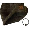 imageCC Unisex Chunky Soft Stretch Cable Knit Warm Fuzzy Lined Skully BeanieHeather Moss With Hair Tie