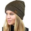 imageCC Unisex Chunky Soft Stretch Cable Knit Warm Fuzzy Lined Skully BeanieHeather Moss With Hair Tie
