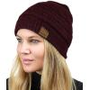 imageCC Unisex Chunky Soft Stretch Cable Knit Warm Fuzzy Lined Skully BeanieHeather Wine With Hair Tie