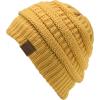 imageCC Unisex Chunky Soft Stretch Cable Knit Warm Fuzzy Lined Skully BeanieHoney Mustard