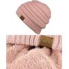 imageCC Unisex Chunky Soft Stretch Cable Knit Warm Fuzzy Lined Skully BeanieIndi Pink