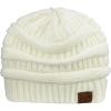 imageCC Unisex Chunky Soft Stretch Cable Knit Warm Fuzzy Lined Skully BeanieIvory