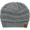 imageCC Unisex Chunky Soft Stretch Cable Knit Warm Fuzzy Lined Skully BeanieLight Melange Gray