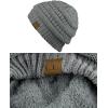 imageCC Unisex Chunky Soft Stretch Cable Knit Warm Fuzzy Lined Skully BeanieLight Melange Gray