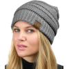 imageCC Unisex Chunky Soft Stretch Cable Knit Warm Fuzzy Lined Skully BeanieLight Melange Gray