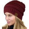 imageCC Unisex Chunky Soft Stretch Cable Knit Warm Fuzzy Lined Skully BeanieMaroon