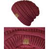 imageCC Unisex Chunky Soft Stretch Cable Knit Warm Fuzzy Lined Skully BeanieMaroon