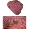 imageCC Unisex Chunky Soft Stretch Cable Knit Warm Fuzzy Lined Skully BeanieMauve