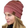 imageCC Unisex Chunky Soft Stretch Cable Knit Warm Fuzzy Lined Skully BeanieMauve