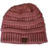 imageCC Unisex Chunky Soft Stretch Cable Knit Warm Fuzzy Lined Skully BeanieMauve
