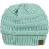 imageCC Unisex Chunky Soft Stretch Cable Knit Warm Fuzzy Lined Skully BeanieMint