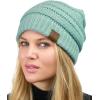 imageCC Unisex Chunky Soft Stretch Cable Knit Warm Fuzzy Lined Skully BeanieMint