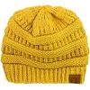 imageCC Unisex Chunky Soft Stretch Cable Knit Warm Fuzzy Lined Skully BeanieMustard