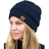 imageCC Unisex Chunky Soft Stretch Cable Knit Warm Fuzzy Lined Skully BeanieNavy