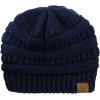 imageCC Unisex Chunky Soft Stretch Cable Knit Warm Fuzzy Lined Skully BeanieNavy