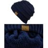imageCC Unisex Chunky Soft Stretch Cable Knit Warm Fuzzy Lined Skully BeanieNavy