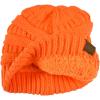 imageCC Unisex Chunky Soft Stretch Cable Knit Warm Fuzzy Lined Skully BeanieNeon Orange