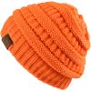 imageCC Unisex Chunky Soft Stretch Cable Knit Warm Fuzzy Lined Skully BeanieNeon Orange