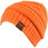 imageCC Unisex Chunky Soft Stretch Cable Knit Warm Fuzzy Lined Skully BeanieNeon Orange