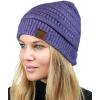 imageCC Unisex Chunky Soft Stretch Cable Knit Warm Fuzzy Lined Skully BeaniePeriwinkle With Hair Tie