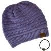 imageCC Unisex Chunky Soft Stretch Cable Knit Warm Fuzzy Lined Skully BeaniePeriwinkle With Hair Tie