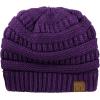 imageCC Unisex Chunky Soft Stretch Cable Knit Warm Fuzzy Lined Skully BeaniePurple