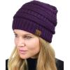 imageCC Unisex Chunky Soft Stretch Cable Knit Warm Fuzzy Lined Skully BeaniePurple