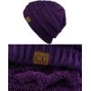 imageCC Unisex Chunky Soft Stretch Cable Knit Warm Fuzzy Lined Skully BeaniePurple