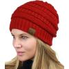 imageCC Unisex Chunky Soft Stretch Cable Knit Warm Fuzzy Lined Skully BeanieRed
