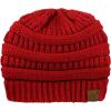 imageCC Unisex Chunky Soft Stretch Cable Knit Warm Fuzzy Lined Skully BeanieRed