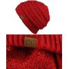 imageCC Unisex Chunky Soft Stretch Cable Knit Warm Fuzzy Lined Skully BeanieRed