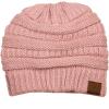 imageCC Unisex Chunky Soft Stretch Cable Knit Warm Fuzzy Lined Skully BeanieRose