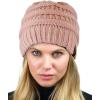 imageCC Unisex Chunky Soft Stretch Cable Knit Warm Fuzzy Lined Skully BeanieRose
