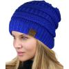 imageCC Unisex Chunky Soft Stretch Cable Knit Warm Fuzzy Lined Skully BeanieRoyal