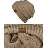 imageCC Unisex Chunky Soft Stretch Cable Knit Warm Fuzzy Lined Skully BeanieTaupe