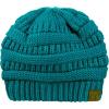 imageCC Unisex Chunky Soft Stretch Cable Knit Warm Fuzzy Lined Skully BeanieTeal