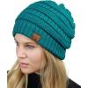 imageCC Unisex Chunky Soft Stretch Cable Knit Warm Fuzzy Lined Skully BeanieTeal