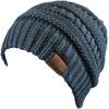 imageCC Unisex Chunky Soft Stretch Cable Knit Warm Fuzzy Lined Skully BeanieTeal Gray