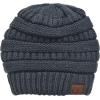 imageCC Unisex Chunky Soft Stretch Cable Knit Warm Fuzzy Lined Skully BeanieTeal Grey