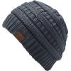 imageCC Unisex Chunky Soft Stretch Cable Knit Warm Fuzzy Lined Skully BeanieTeal Grey