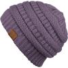 imageCC Unisex Chunky Soft Stretch Cable Knit Warm Fuzzy Lined Skully BeanieViolet