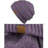 imageCC Unisex Chunky Soft Stretch Cable Knit Warm Fuzzy Lined Skully BeanieViolet