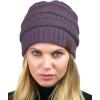 imageCC Unisex Chunky Soft Stretch Cable Knit Warm Fuzzy Lined Skully BeanieViolet