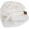 imageCC Unisex Chunky Soft Stretch Cable Knit Warm Fuzzy Lined Skully BeanieWhite